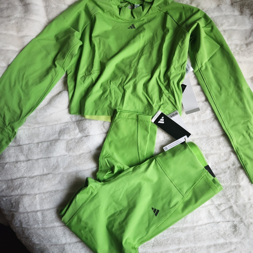 Adidas Set Hiit Heat Top +Performance Training Tailored Hiit 7/8 Leggings bnwt - Picture 3 of 13